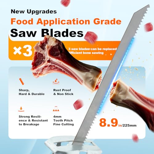 Brushless Electric Meat and Bone Saw, Handheld Butchering Tool with 3 Blades O115