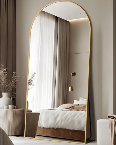 Arched Full Length Floor Mirror 76"x34" Black Freestanding I957