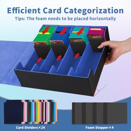 Trading Card Storage Box 4-Row Holder for MTG, Pokemon, YUGIOH S705