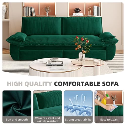 Queen Size Futon Sofa Bed with 2 Pillows, Blue V9731