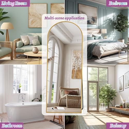Arched Full Length Floor Mirror 76"x34" Black Freestanding I957