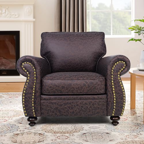 Mid-Century 3-Seater Sofa with Rivet Design, Removable Cover and Solid Wood Frame I150