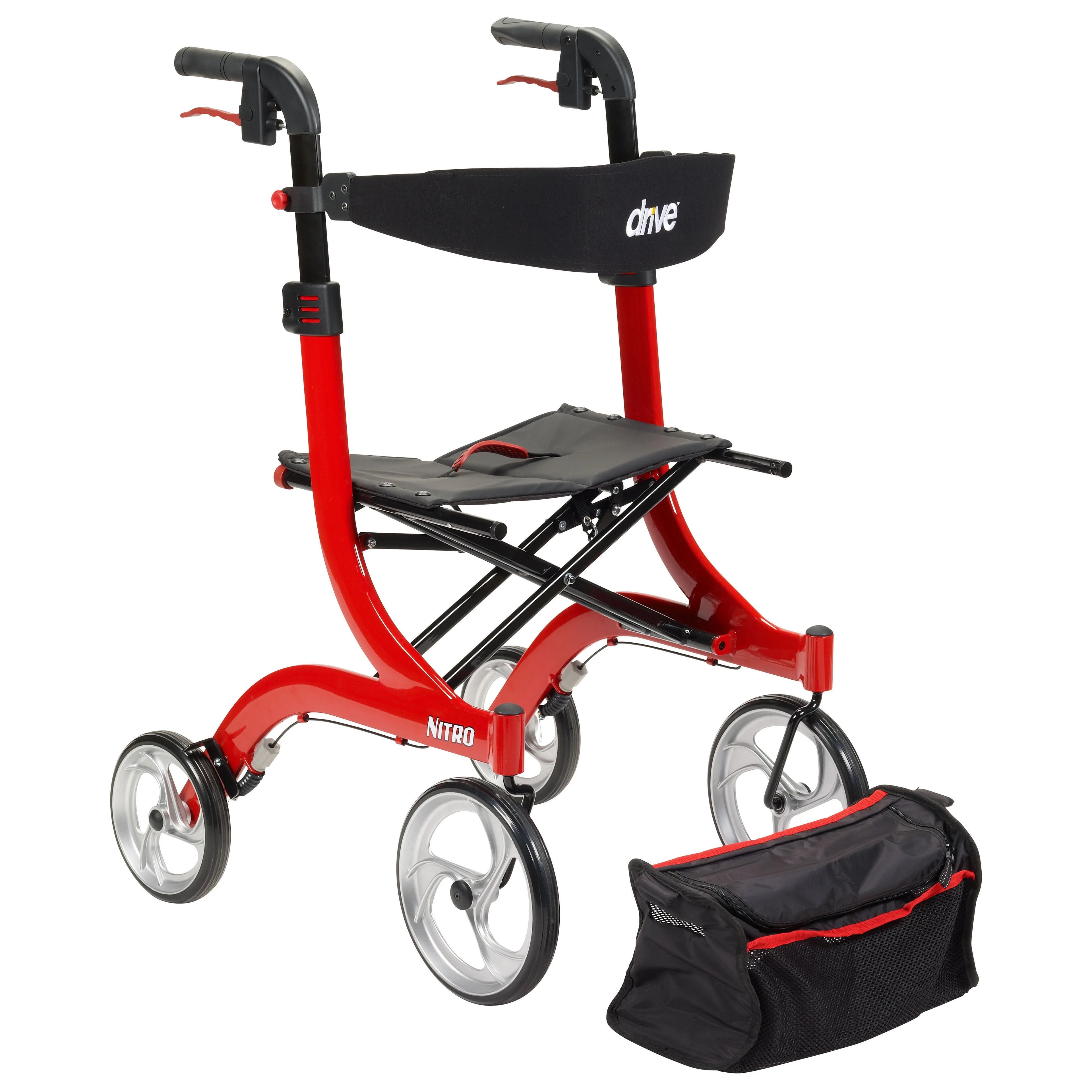 Drive Medical Nitro Euro Style Rollator Walker, Red P174003