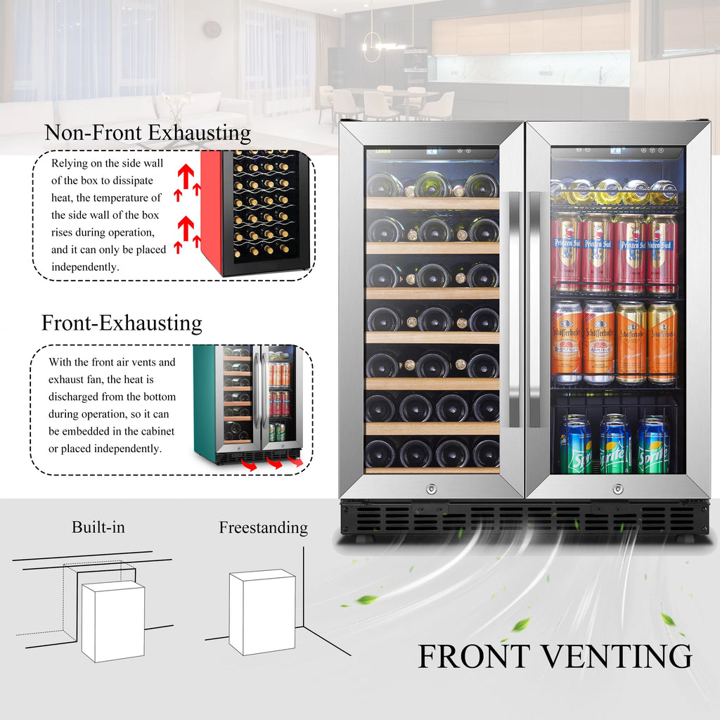 Lanbo 30 Inch Dual Zone Wine Refrigerator and Beverage Cooler D20819