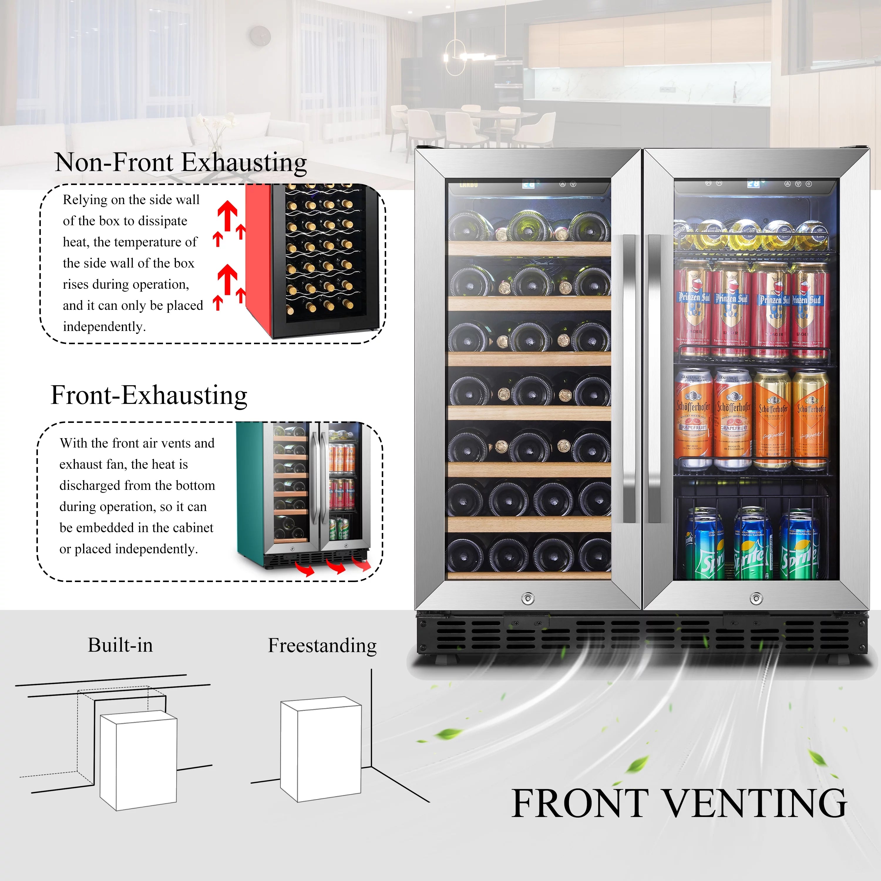 Lanbo 30 Inch Dual Zone Wine Refrigerator and Beverage Cooler D20819