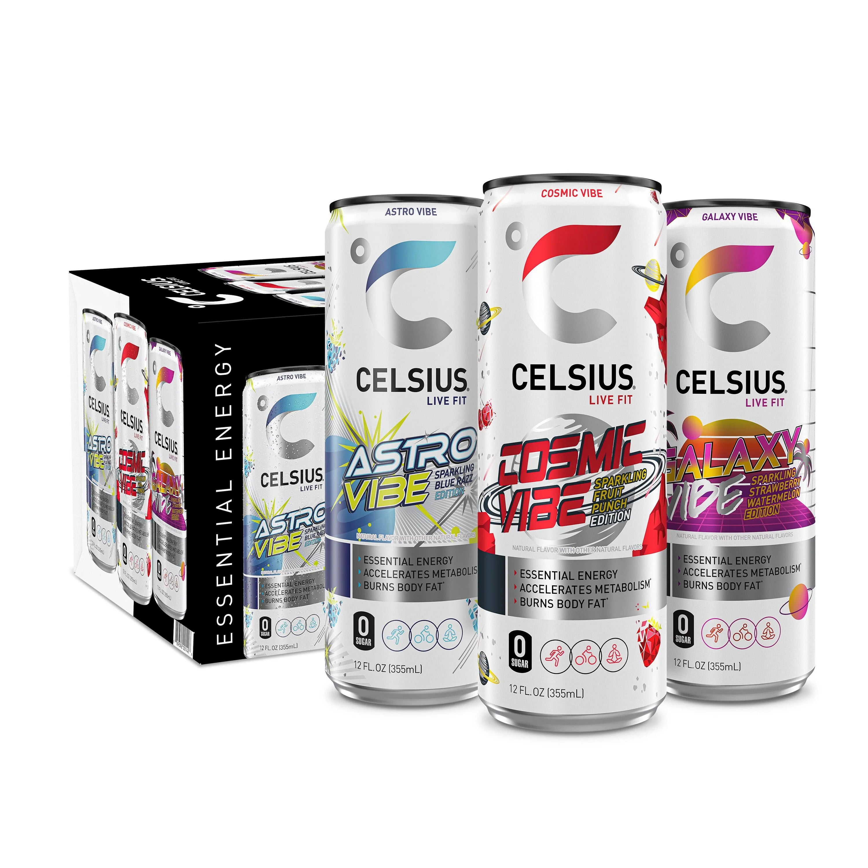 CELSIUS Sparkling Space Variety Pack, Functional Energy Drink, 12 fl oz, 12-Pack T823