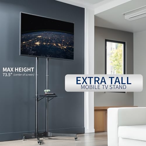 VIVO Mobile TV Cart for 32-83 inch Screens, Rolling Stand with Locking Wheels, Black F79048