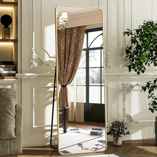 HARRITPURE 56" x 21" Rounded Full Length Floor Mirror with Aluminum Frame I85546