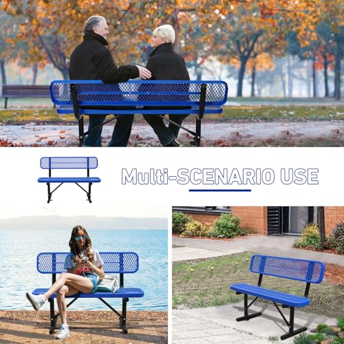 Heavy Duty Outdoor Metal Park Bench with Backrest for Garden Patio Yard K713