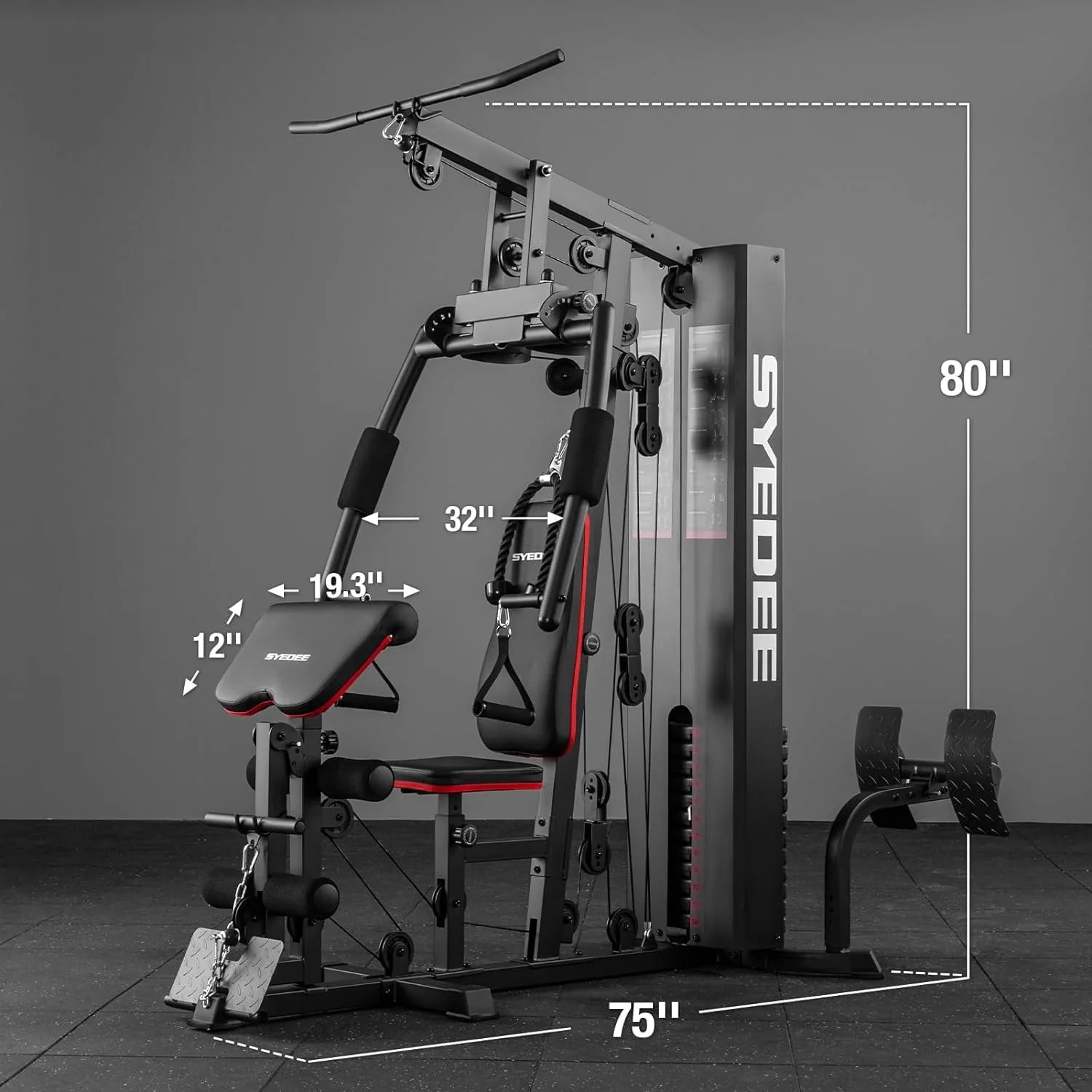 Syedee Home Gym Station with 150LBS Weight Stack N7594