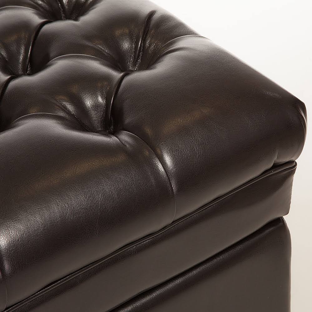 Noble House Hastings Espresso Tufted Storage Ottoman Brown I602