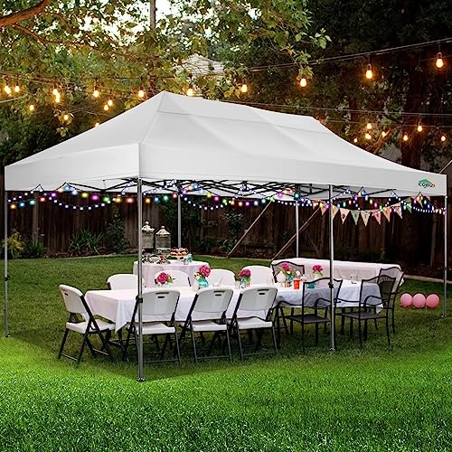 COBIZI 10x20 Heavy Duty Pop Up Canopy Tent with 6 Sidewalls, White A84790