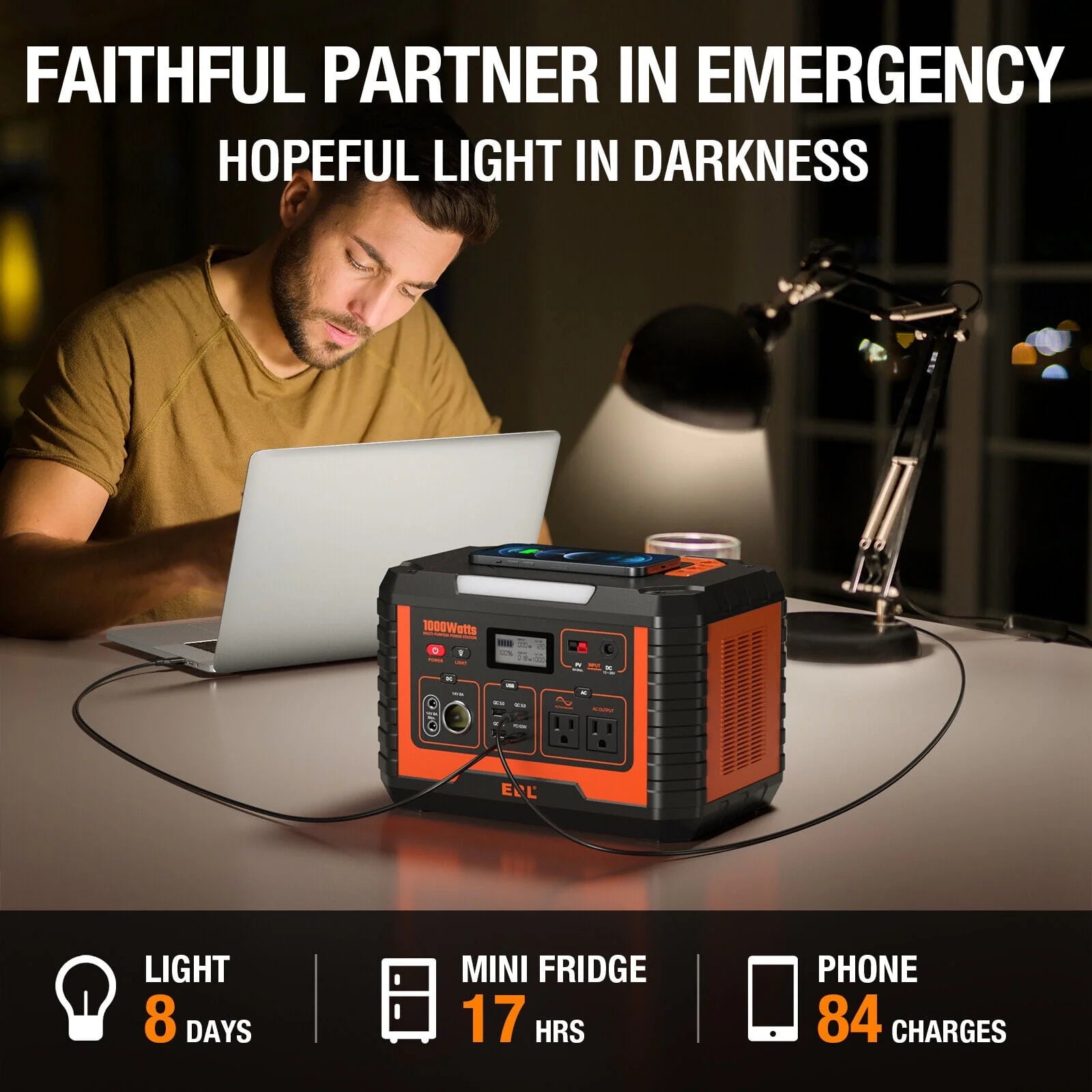 EBL 2-Pack Portable Power Station 1000W Solar Generator 270000mAh Y877