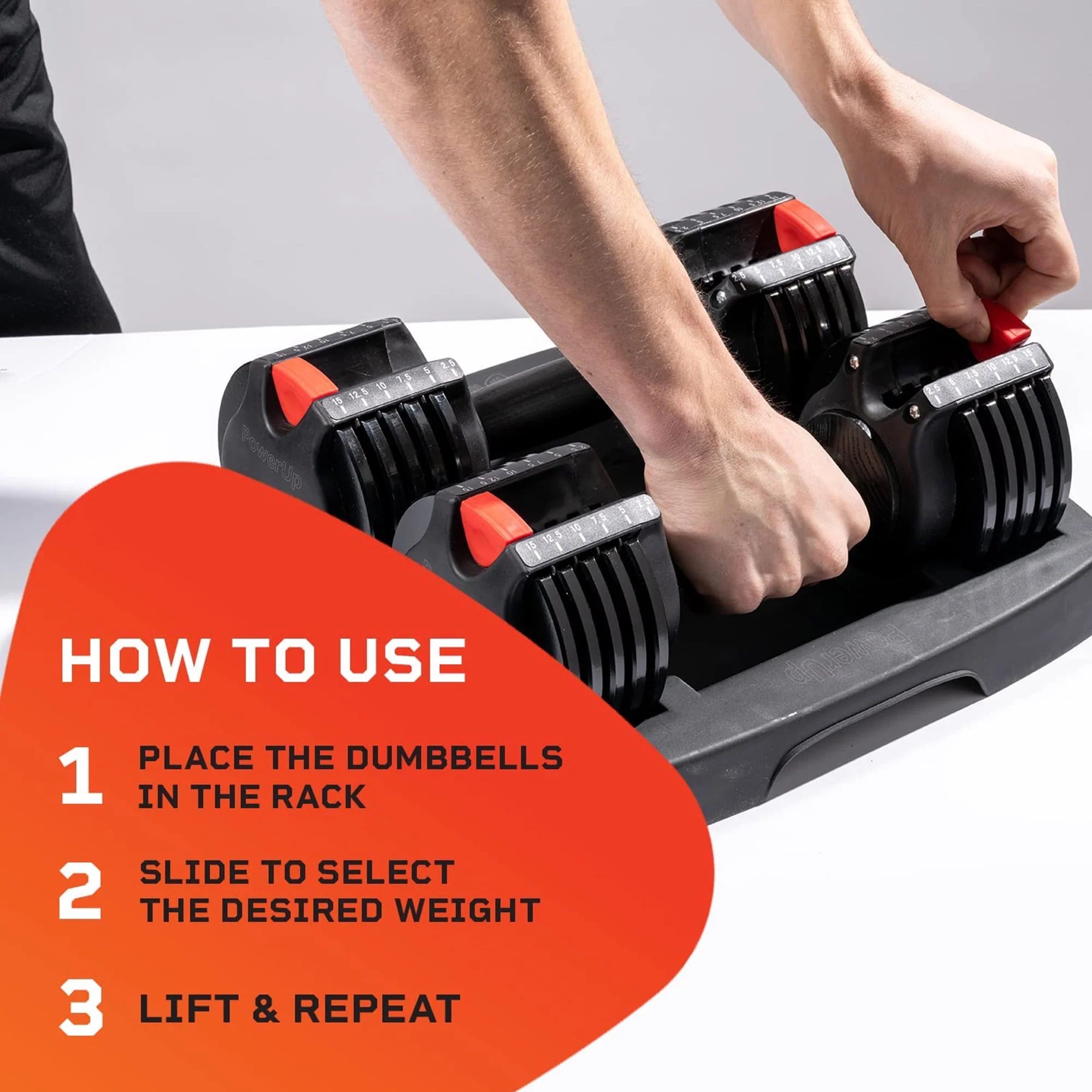 Lifepro PowerUp 15 lb Adjustable Dumbbells Set for Home Gym A725797