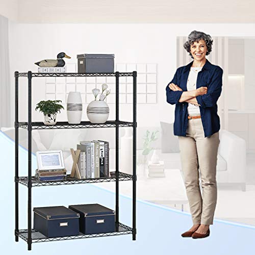 4 Tier NSF Wire Shelving Unit Heavy Duty Steel Storage Rack, Black X19089