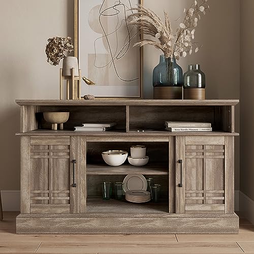 BELLEZE Norrell 48" Farmhouse Wood TV Stand for TVs up to 50 Inch, White R284