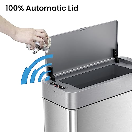 iTouchless 13 Gallon Stainless Steel Automatic Kitchen Trash Can with Lid and Odor Filter G12862