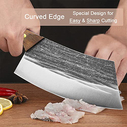 BLADESMITH Meat Cleaver Bone Chopper Knife, 6.3'' Stainless Steel Blade with Pear Wood Handle Q434