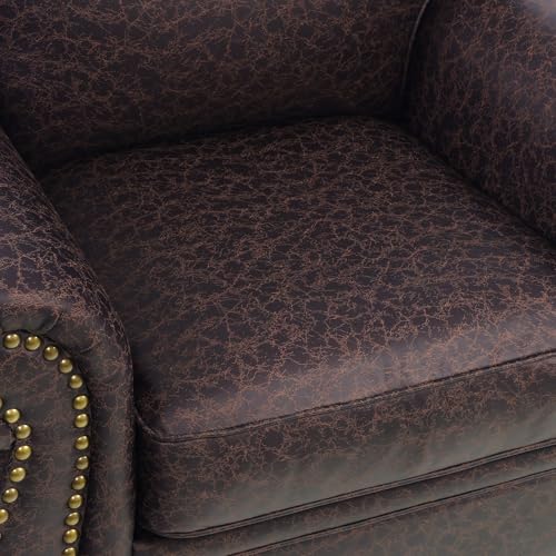 Mid-Century 3-Seater Sofa with Rivet Design, Removable Cover and Solid Wood Frame I150
