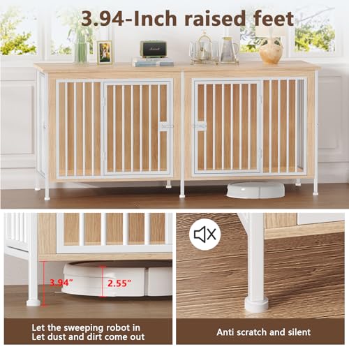 EasyCom XL Wooden Dog Crate Furniture for Medium and Large Breeds, 2 Doors A673