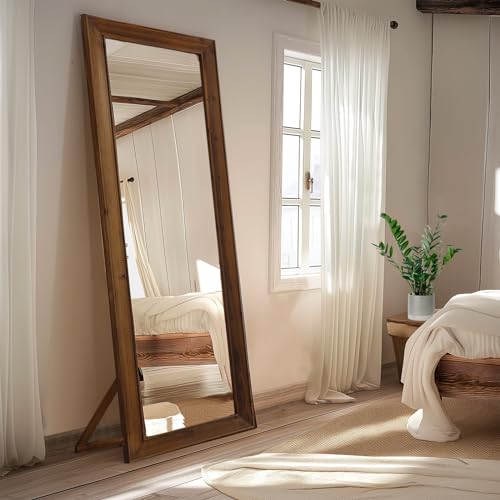 MELOMOIR Rustic Farmhouse Full Length Mirror 64"x21" Wood Frame Floor Mirror U91698