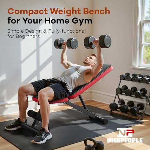 NICEPEOPLE Foldable Weight Bench for Home Gym, 660LBS Capacity Y3204