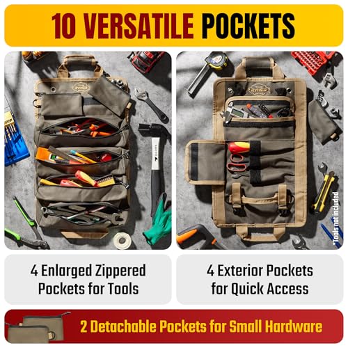 Ryker Roll Up Tool Bag Organizer with Detachable Pouches O5686