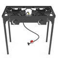 Kapas Outdoor u0026 Indoor Portable Propane Stove, Double Burners with GAS Premium Hose, Detachable Legs - Megean