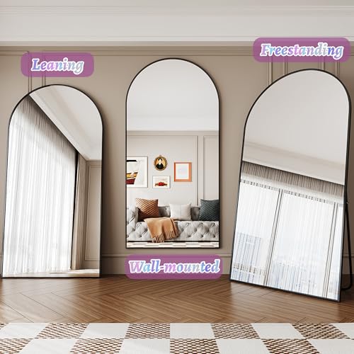 Arched Full Length Floor Mirror 76"x34" Black Freestanding I957