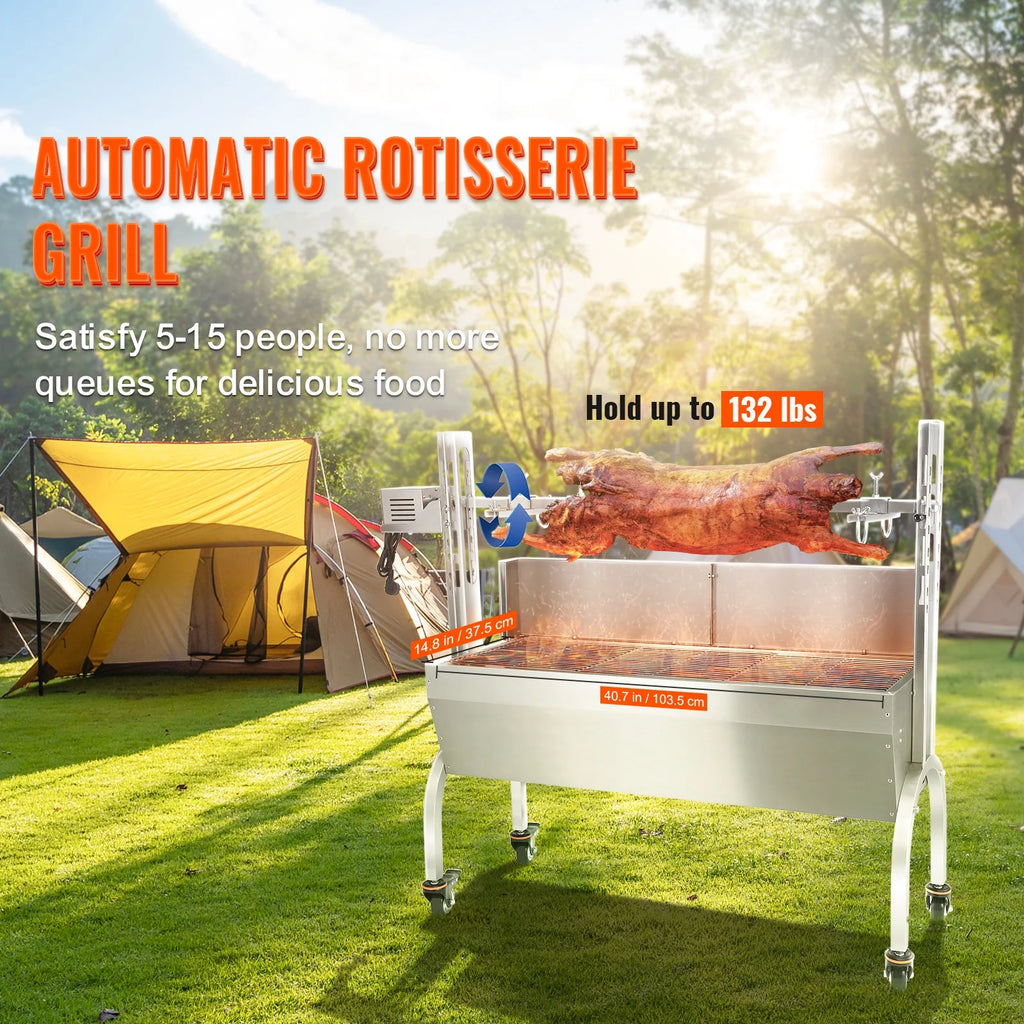 SKYSHALO 46" Rotisserie BBQ Grill for Pig Lamb Chicken J159