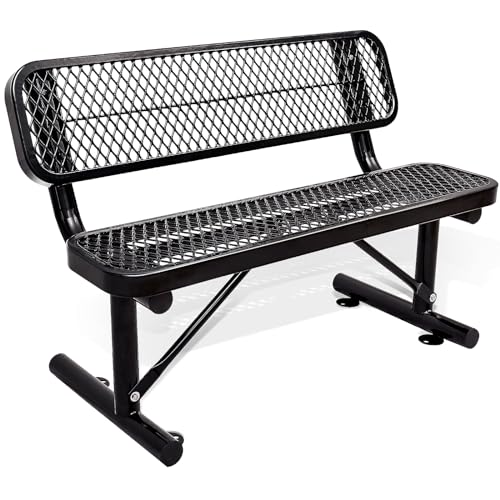 Heavy Duty Outdoor Metal Park Bench with Backrest for Garden Patio Yard K713