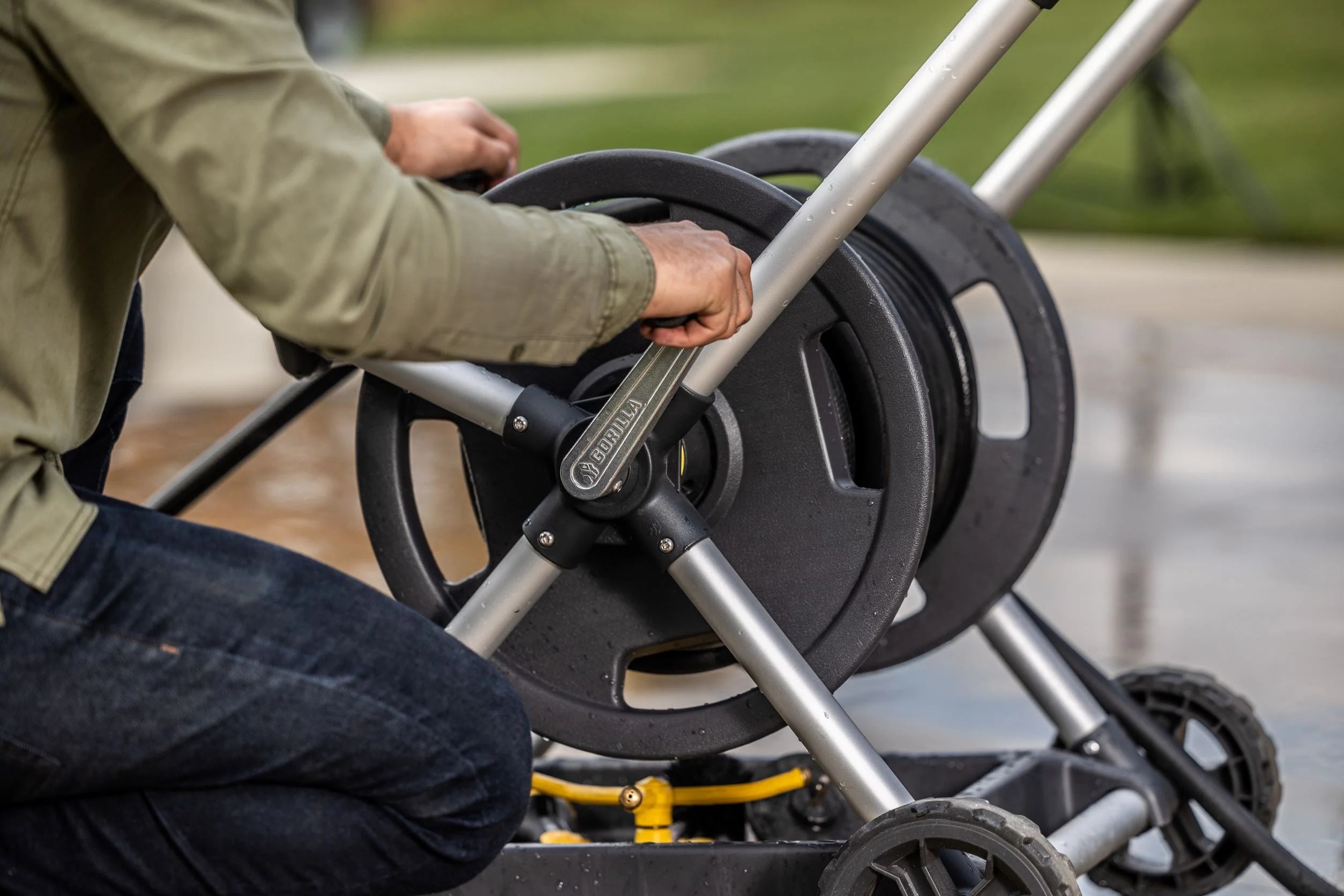 Gorilla 150 ft. Aluminum Zero-Rust Upright Hose Reel E14305