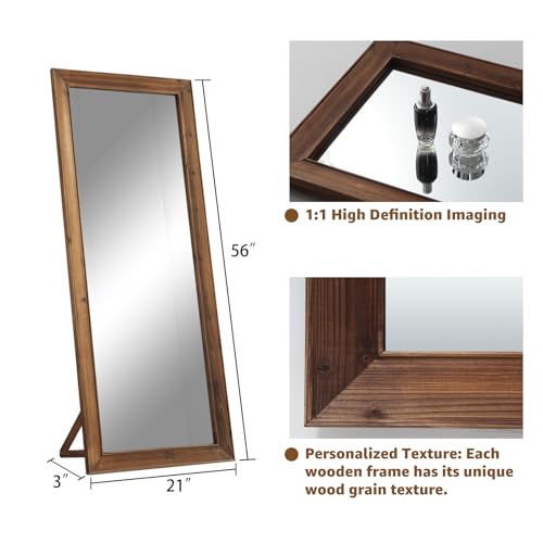 MELOMOIR Rustic Farmhouse Full Length Mirror 64"x21" Wood Frame Floor Mirror U91698