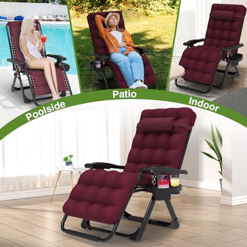 Suteck Zero Gravity Chair Reclining Camping Lounge with Removable Cushion and Cup Holder Z41184