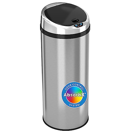 iTouchless 13 Gallon Stainless Steel Automatic Kitchen Trash Can with Lid and Odor Filter G12862