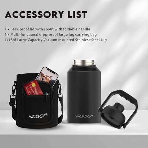 128oz Insulated Stainless Steel Water Bottle with Handle, Black W803
