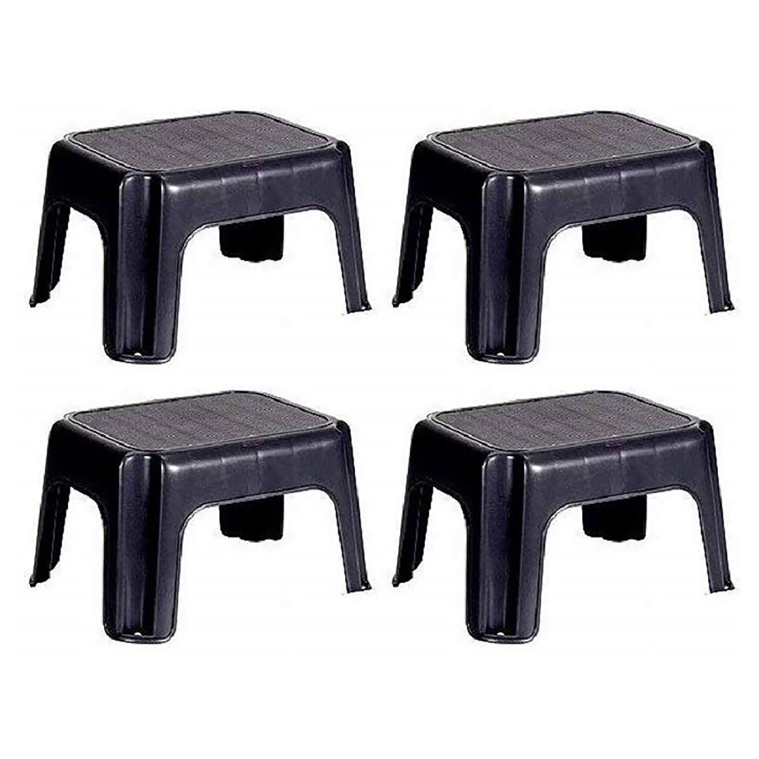 Rubbermaid Durable Roughneck Plastic Family Sturdy Step Stool, Black (4 Pack) - Megean