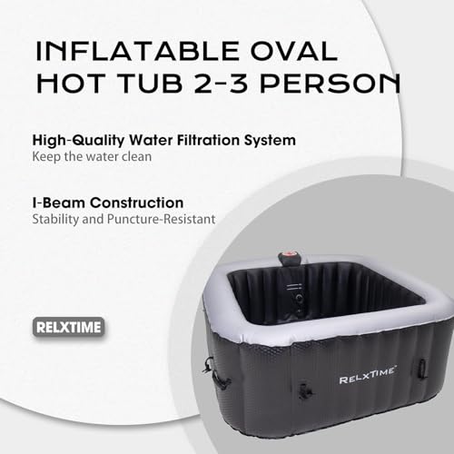 Inflatable Hot Tub 2-3 Person with Heater Pump, Black I32851