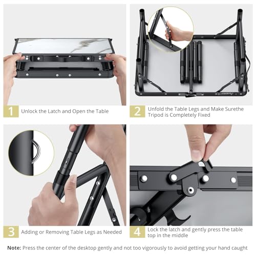 Folding Camping Table with Storage Net, Adjustable Height, Aluminum, Portable C67438