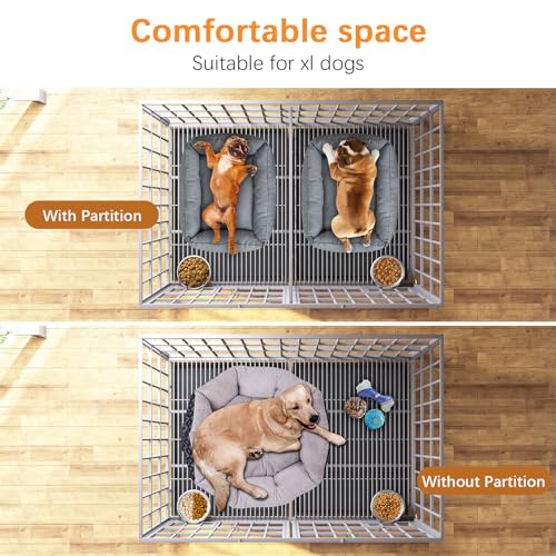 aboxoo 42/48 inch Heavy Duty Metal Dog Crate for Large Dogs with Wheels and Tray M5685