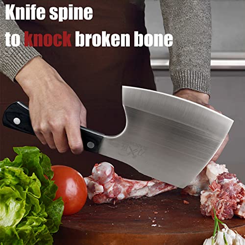 BLADESMITH Meat Cleaver Bone Chopper Knife, 6.3'' Stainless Steel Blade with Pear Wood Handle Q434