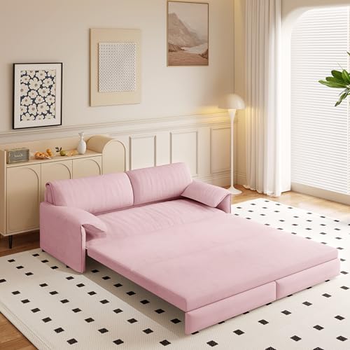 Queen Size Futon Sofa Bed with 2 Pillows, Blue V9731
