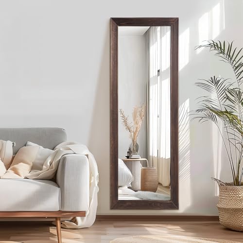 MELOMOIR Rustic Farmhouse Full Length Mirror 64"x21" Wood Frame Floor Mirror U91698