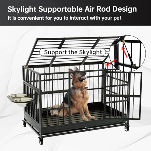 54 Inch Heavy Duty Dog Crate with Wheels for Large Dogs D47062