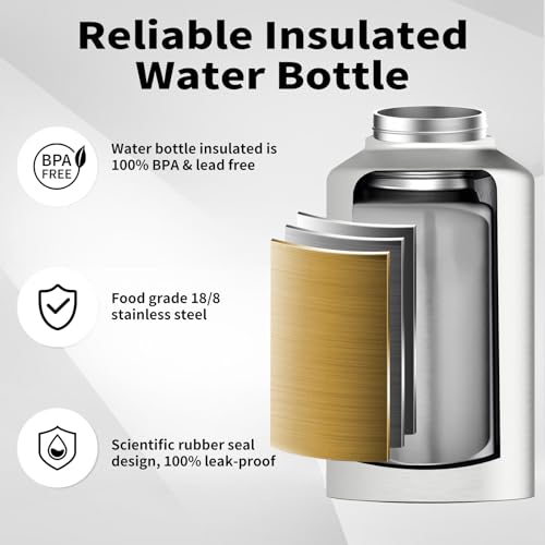 128oz Insulated Stainless Steel Water Bottle with Handle, Black W803