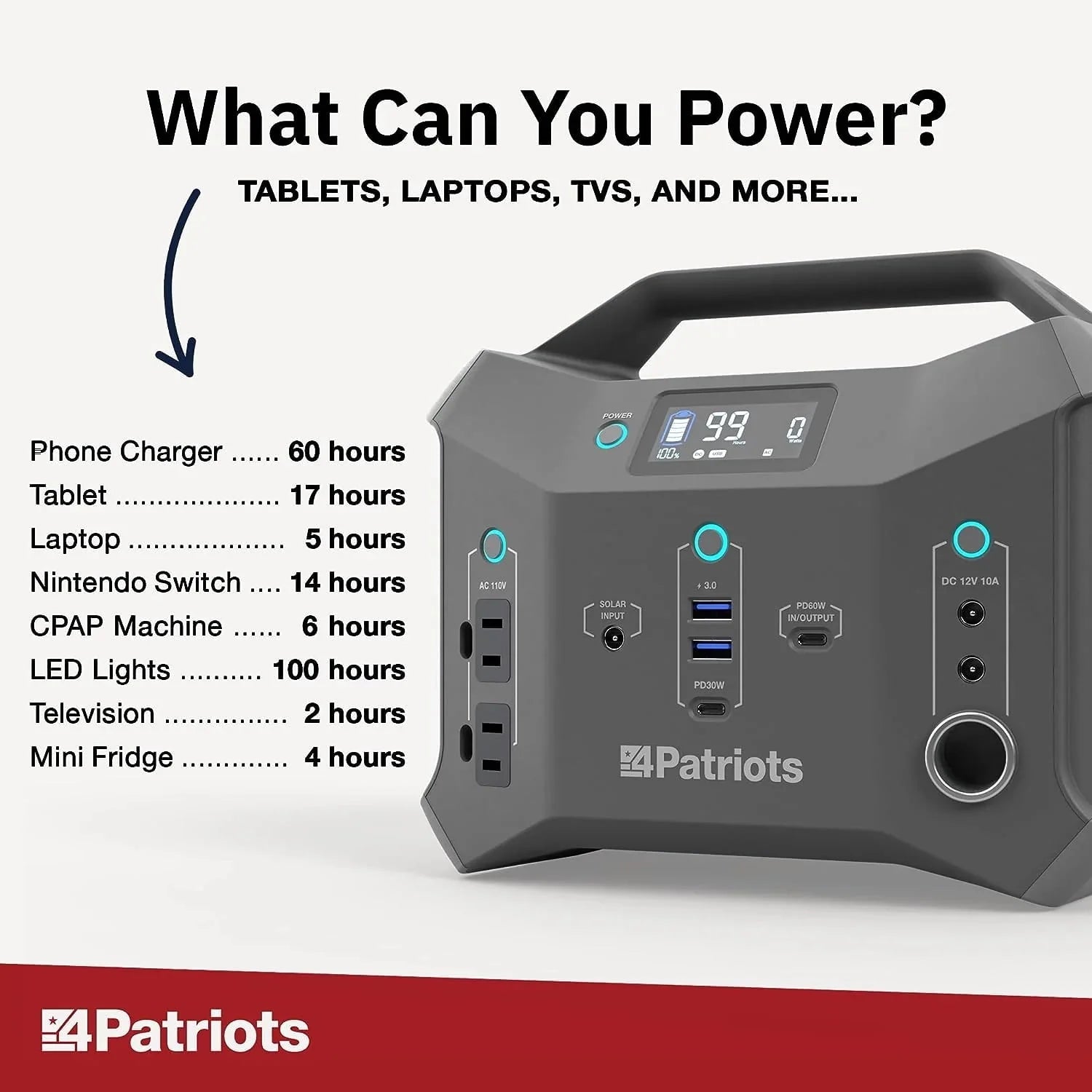4Patriots Patriot Power Sidekick Solar Generator 300Wh Portable Power Station with 40W Solar Panel X245