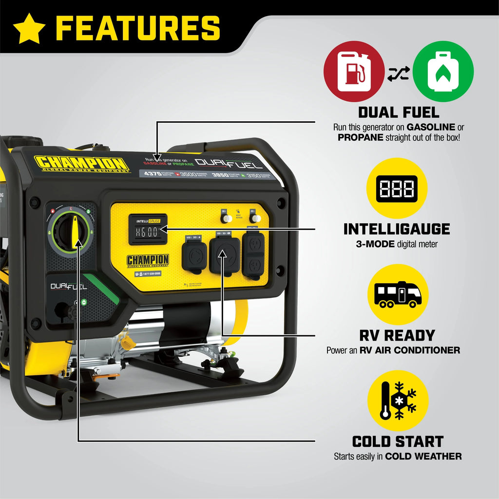 Champion Power Equipment 3500 Watt Dual Fuel Portable Generator R169158
