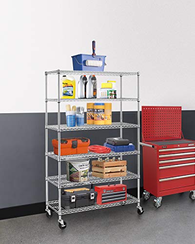 4 Tier NSF Wire Shelving Unit Heavy Duty Steel Storage Rack, Black X19089