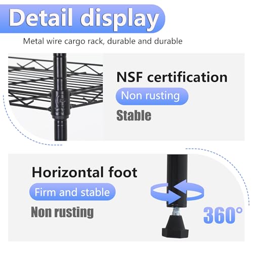 4 Tier NSF Wire Shelving Unit Heavy Duty Steel Storage Rack, Black X19089