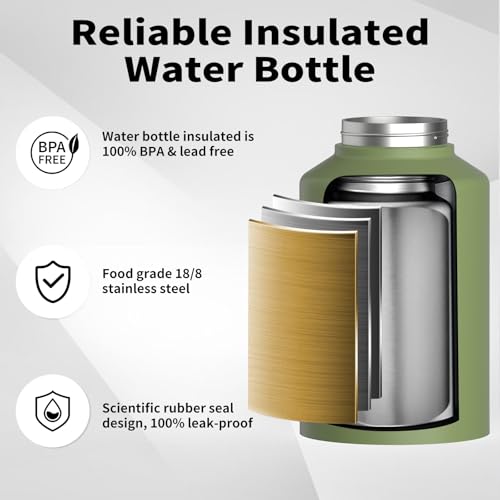128oz Insulated Stainless Steel Water Bottle with Handle, Black W803